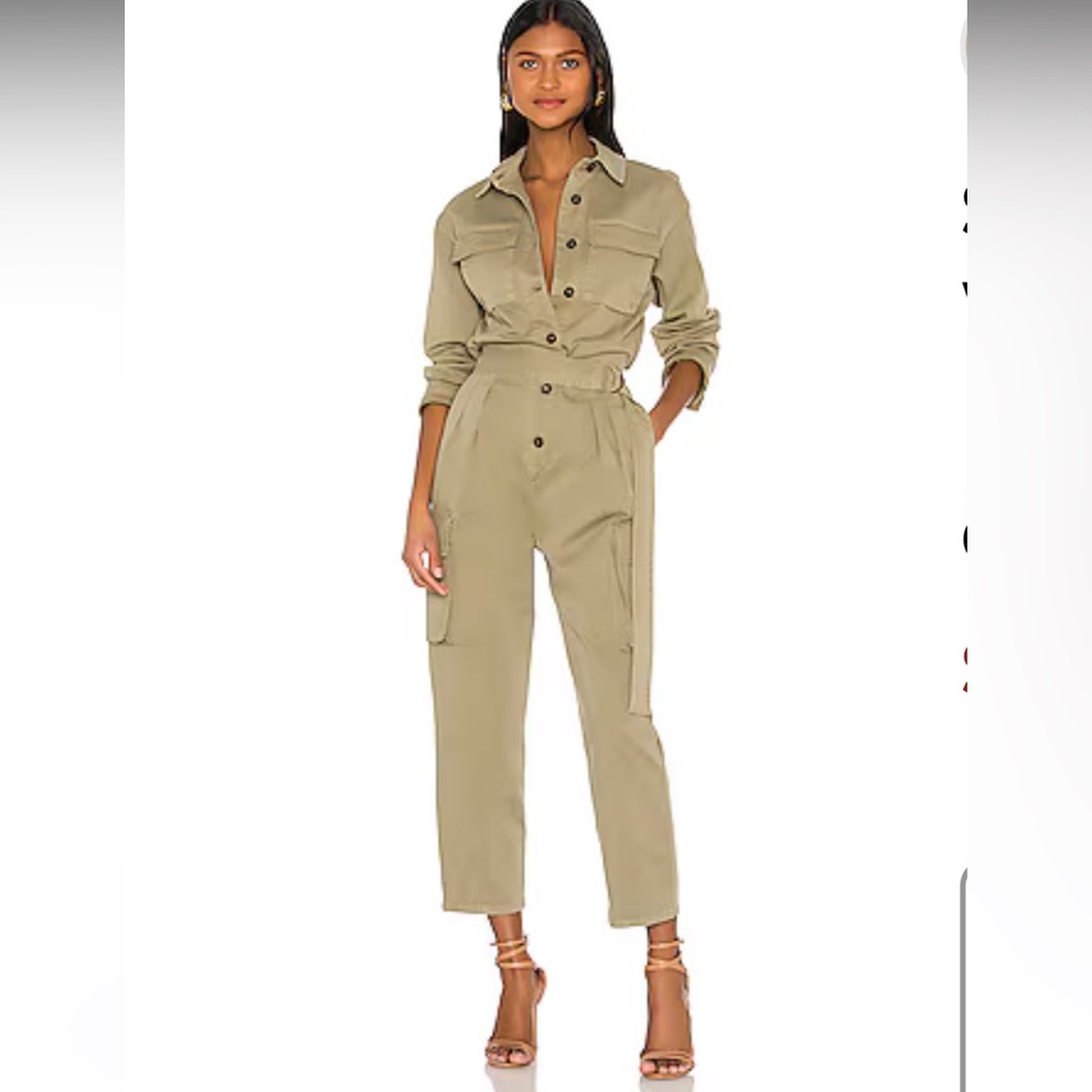 Frame Safari Boiler Cargo Jumpsuit in Washed OD Army Green size small